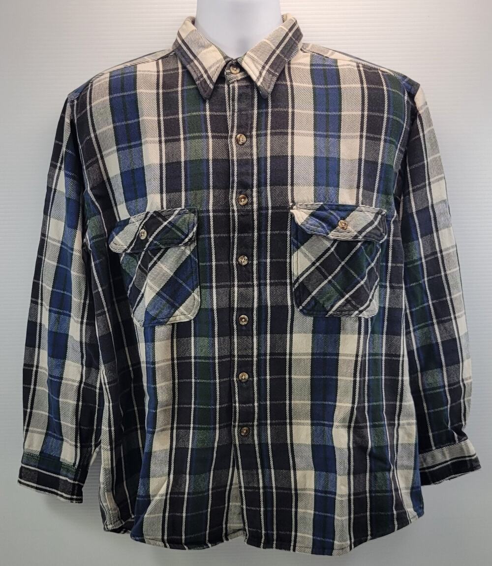 Men American Wear Clothing Plaid Checkered Button Down Collar Cotton Shirt XL